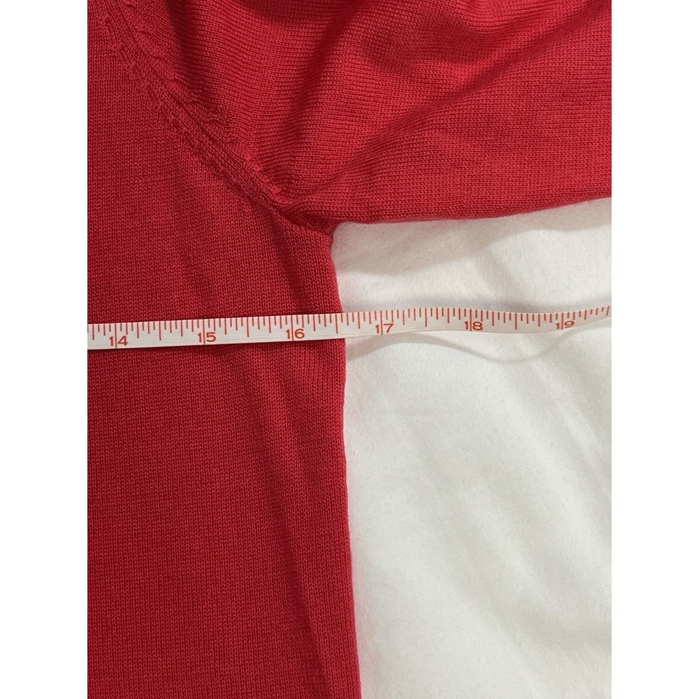 Paul Costelloe 100% Merino Wool Red Crewneck Sweater M Quiet Luxury Fine Knit - Picture 7 of 10
